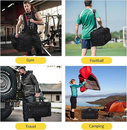 Gym Bag 22 inch Sport Duffle Bag for Men - 55L Weekender Duffel Bag for Travel 22“×12”×13“ - Marble Black