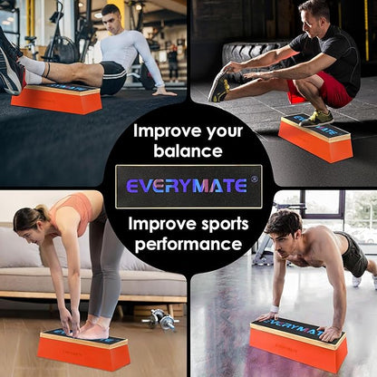 EVERYMATE Squat Block Athletic Balance Trainer for Stretching, Fitness, and Physical Therapy, Improve Balance, Stability, and Athletic Performance, Home Gym and Personal Training Equipment