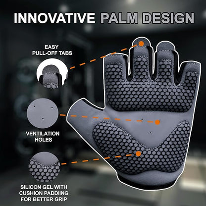 FITNESS FORCE Breathable Workout Gloves for Men and Women, Padded Weight Lifting Gloves with Full Palm Protection for Grip, Exercise, Cycling, Gym, Fitness Training