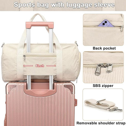 BTOOP Duffle Bag for Gym Sports Women Girls Workout Travel Bag Weekender with Shoe Compartment and Wet Pocket