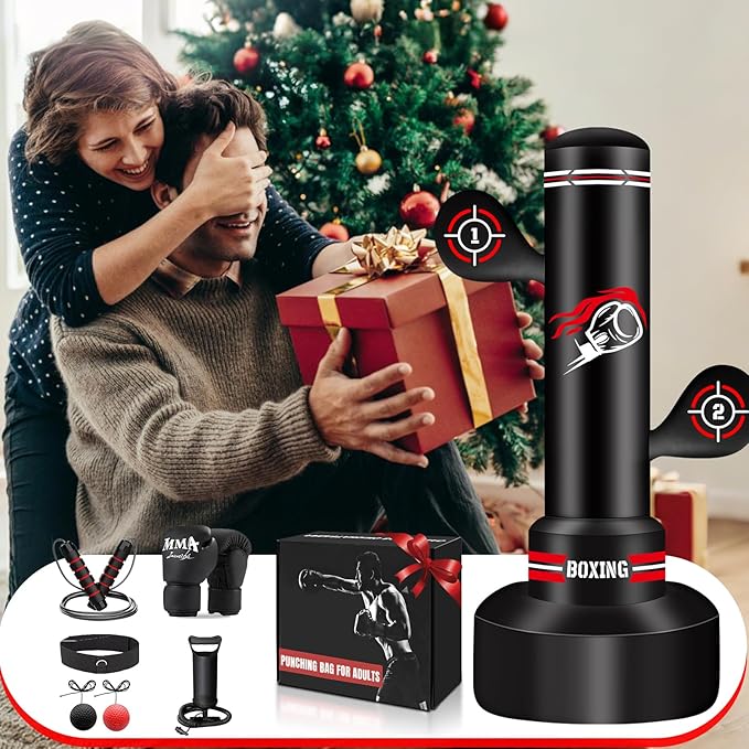 Upgraded Heavy Freestanding Punching Bag for Adults Teens, 70” Standing Punching Bag Kicking Bag Heavy Bag, Women Men Kickboxing Bags for Training MMA Fitness Home Gym