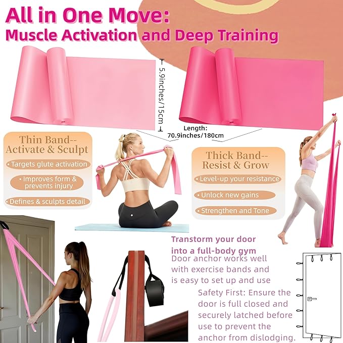 Home Leg and Glute Workout Equipment Set, Ankle Resistance Bands with Cuffs & Exercise Bands Yoga Ball, Women Ankle Weights Band for Working Out Butt Fitness and Booty Trainer, Pilates Equipment Kit