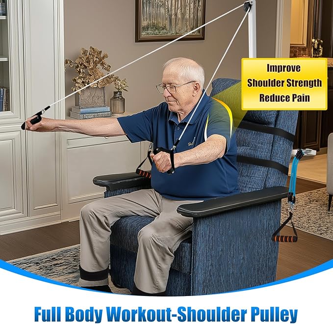 FSA or HSA Eligible, Arm and Leg Exerciser for Seniors, Shoulder Exercise Equipment, Total Body Rehabilitation, Full Body Workout Rehab, Stretch Equipment, 3-Level Adjustable Resistance, Foldable