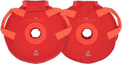 Lionheart Sand Bag Weight Plates Set | Sandbags for Working Out | Home Gym Bumper Plates | Travel-Friendly Sandbag for Fitness & Weight Training | Unfilled 10, 15, 25, 35, 45 lb Plates (Set of 2)