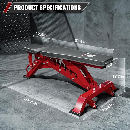 MAJOR FITNESS Weight Bench - 1300LBS Weight Capacity and 36 Adjustable Positions Strength Training Bench for Garage and Home Gym Workouts