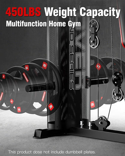 HARISON Home Gym - Full Body Workout Equipment, Exercise Equipment, Fitness Equipment, Multifunctional Home Gym Equipment for Home with Pulley System, Weight Bench, Leg Extension, Rowing Machine