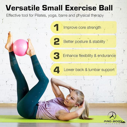 ProBody Pilates Exercise Balls Physical Therapy - 9 Inch Small Exercise Ball for Between Knees for Rehab, Barre, Core, Stability & Yoga