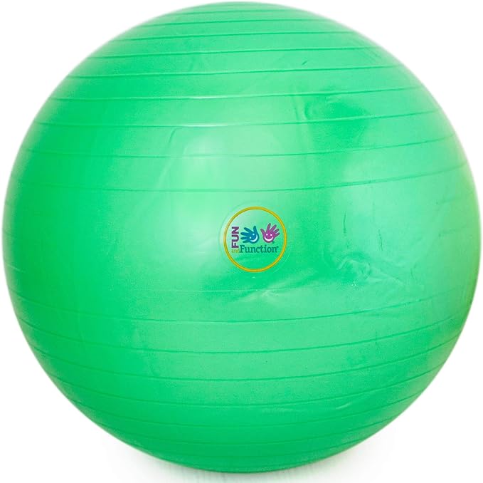 Fun and Function Therapy Ball for Kids, Exercise, Yoga, Balance, Stability, Active Seating Alternative for Classrooms and at Home, Supports Sensory Seekers & Children with ADHD - 24" Green