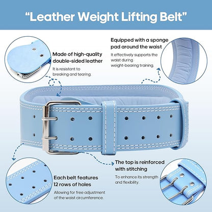 Women's Weight Lifting Belt 4 Inch Wide, Gym Powerlifting Belt for Women with Padded Lumbar Support, Adjustable Fitness Belt for Deadlift, Squats, Cross Training & Workout