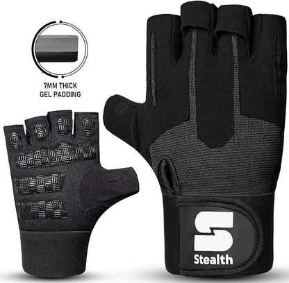 Weight Lifting Workout Gloves Men Women Non-Slip Gel Padded Grip Full Palm Protection for Pull ups Gym Training Fitness Weightlifting Bodybuilding Exercise Gloves,R7 - Black