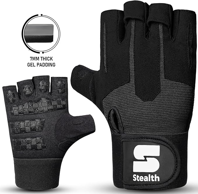 Weight Lifting Workout Gloves Men Women Non-Slip Gel Padded Grip Full Palm Protection for Pull ups Gym Training Fitness Weightlifting Bodybuilding Exercise Gloves,R7 - Black