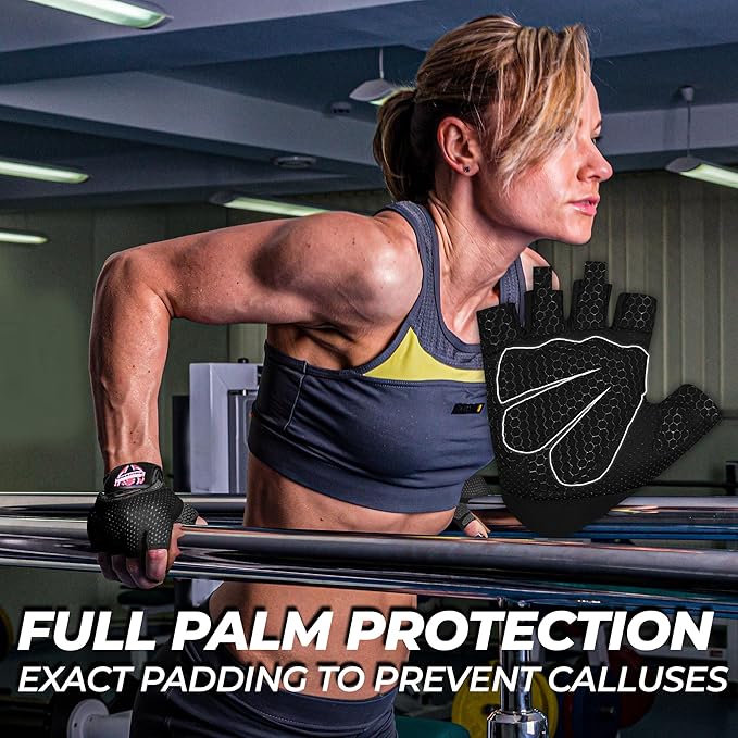 FIGHTSENSE Weight Lifting Gloves with Full Palm Protection, Workout Gloves for Men Women, Breathable Exercise Gym Gloves for Weightlifting, Fitness, Cycling, Pull ups, Deadlifting