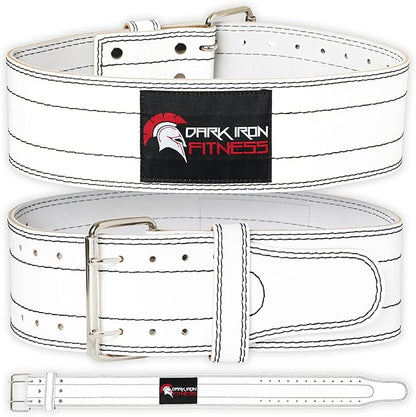 Dark Iron Fitness Genuine Leather Weightlifting Belt, 4 Inch Wide for Men Women with Double Prong Buckle Reinforced Stitching, Powerlifting Deadlift Squat Training Core Support Gym Strength Workout