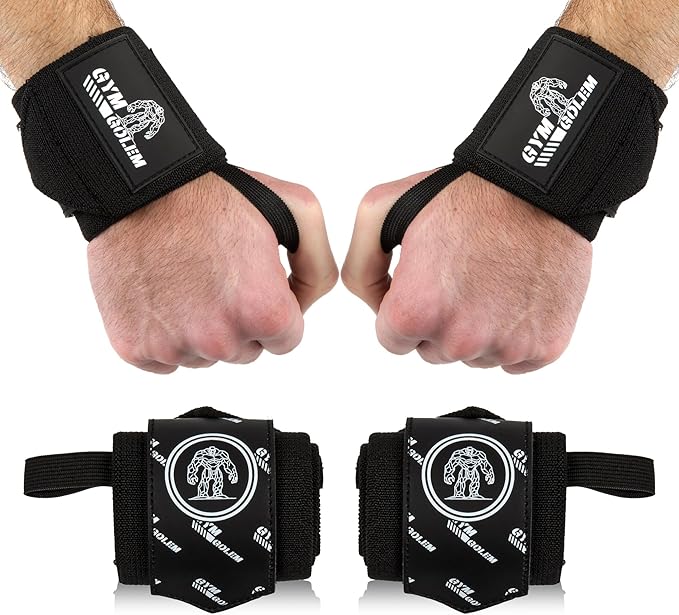 Wrist Wraps - 18-Inch Premium Support Wraps with Thumb Loop for Powerlifting, Bodybuilding, CrossFit & Shot Put (1 Pair)