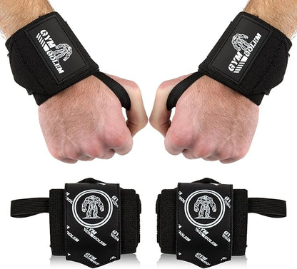 Wrist Wraps - 18-Inch Premium Support Wraps with Thumb Loop for Powerlifting, Bodybuilding, CrossFit & Shot Put (1 Pair)