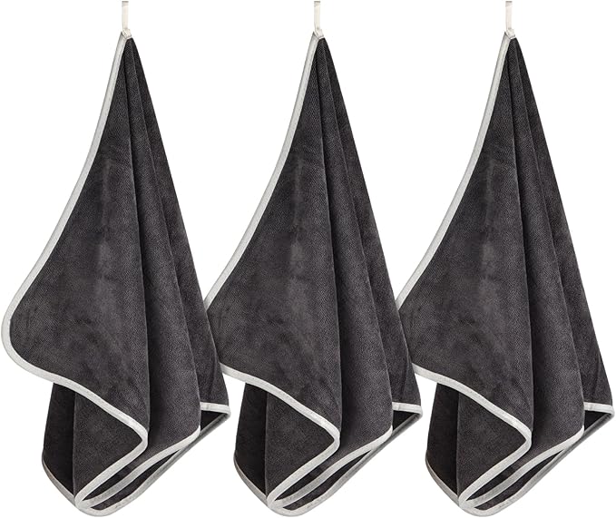 3 Pack Microfiber Gym Towels (14.2" x 30"), Super Soft, Quick Drying, Absorbent Towel for Fitness, Yoga, Swimming, Sports, Workout, Skin-Friendly for Women Men (Grey)