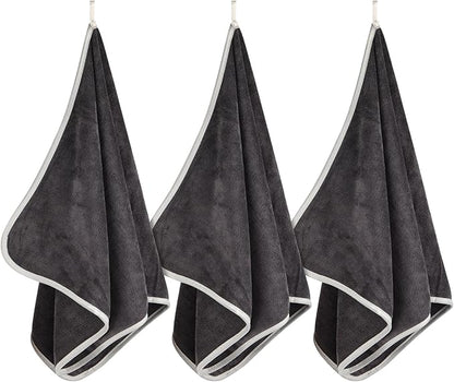 3 Pack Microfiber Gym Towels (14.2" x 30"), Super Soft, Quick Drying, Absorbent Towel for Fitness, Yoga, Swimming, Sports, Workout, Skin-Friendly for Women Men (Grey)