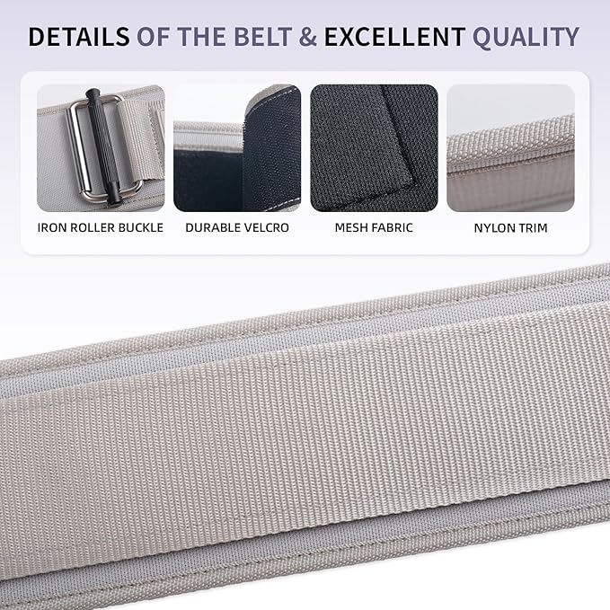 Durable Weight Lifting Belt, 4'' Wide Gym Belt for Bodybuilding, Powerlifting, Squats, Deadlift - Provides Lumbar Support & Stability for Men & Women