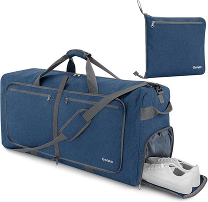 Gonex 40L 60L 80L 100L 150L Large Foldable Travel Duffle Bag with Shoes Compartment, Packable Lightweight Water Repellent Duffel Bag for Camping Gym Weekender Bag