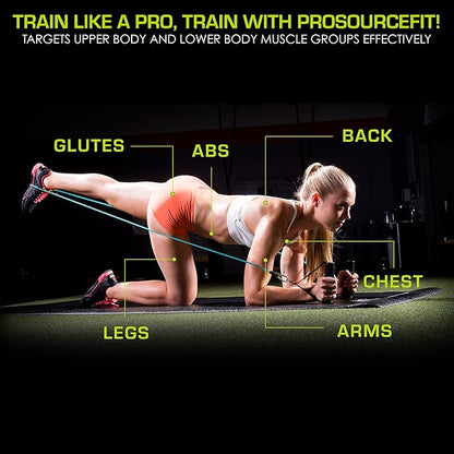 ProsourceFit Single Stackable Resistance Bands with Door Anchor and Exercise Guide, 8-12 LB, Heavy Duty Fitness Tube for Full-Body Exercises and Home Workouts