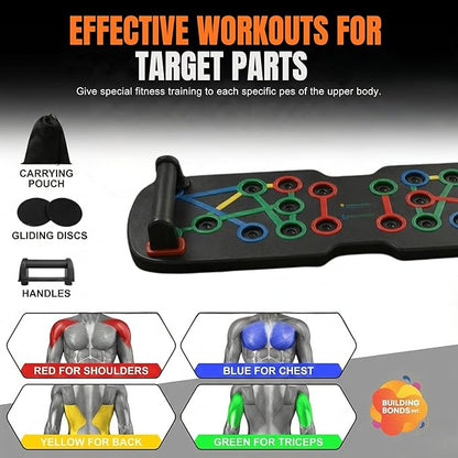Push Up Board 21-in-1 Home Workout Equipment for Men & Women – Multi-Functional Push Up Bar with Handles, Resistance Bands, Sliding Discs & Carry Bag – Heavy-Duty 330 lbs Home Gym Equipment