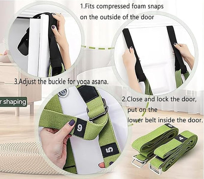 Yoga Stretching Strap,Stretching Equipment with Door Anchor,Back Stretcher for Back Pain, Flexibility Tensile Trainer for Dance Aerial Yoga Ballet Leg Stretching Exercise (Green)