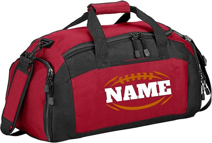 Personalized Sports Duffle Bag with Shoe Compartment (Football, Red)