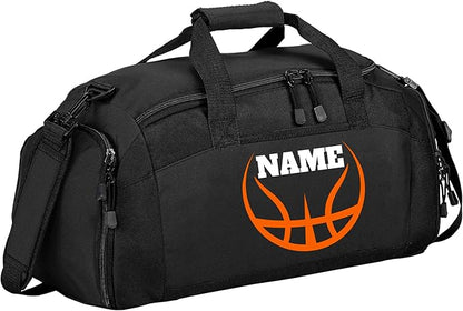 Personalized Basketball Duffle Bag – Custom Name & Team Logo Gym Bag for Boys & Girls – Large Sports Travel Bag with Shoe Compartment – Basketball Practice & Tournament Gear