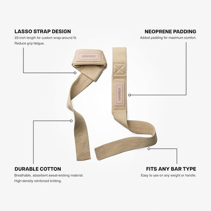 UPPPER Lifting Straps for Weightlifting – 22" Cotton Wrist Straps with Neoprene Padding for Deadlifts, Pullups, Gym Workouts – For Men & Women | Premium Fitness Gear