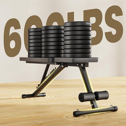 Adjustable Weight Bench for Home Gym, 7 Backrests Foldable Workout Bench for Dumbbell Exercise Full Body Exercise, Compact for Small Spaces, Incline Decline Flat Bench with 2-Second Quick Folding