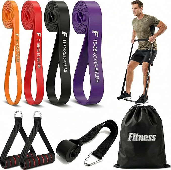 Resistance Bands Set for Working Out, 5 Levels (15-85 lbs) with Handles, Door Anchor, Storage Bag - Latex Fitness Bands for Home Gym, Strength Training, Physical Therapy, Muscle Toning for Men & Women
