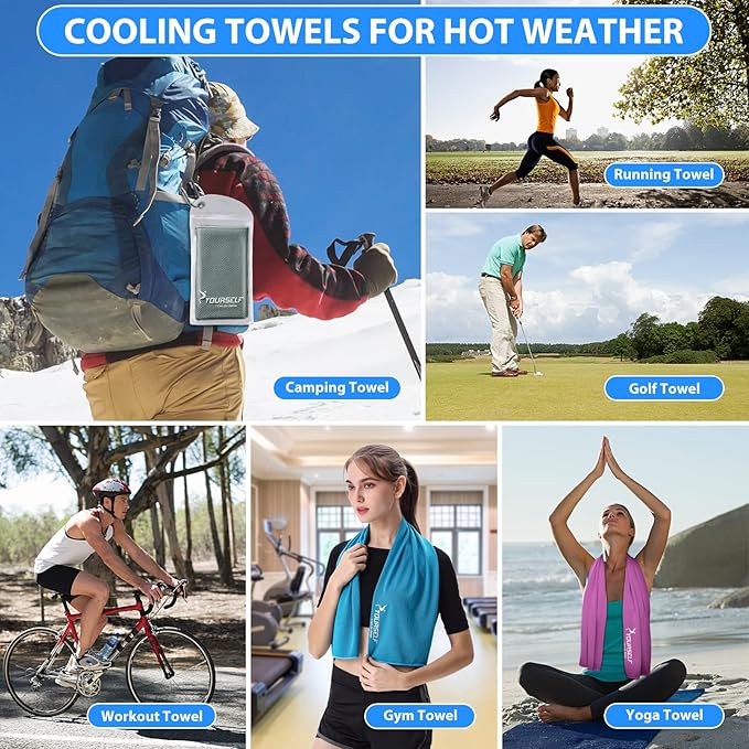 SYOURSELF Cooling Towel, Cooling Towels for Neck,40" x 12"Ice Towel for Instant Cooling Relief, Soft Breathable Chilly, Perfect Yoga, Golf, Sports, Gym, Workout, Athletes Towel (1PC-Grey)