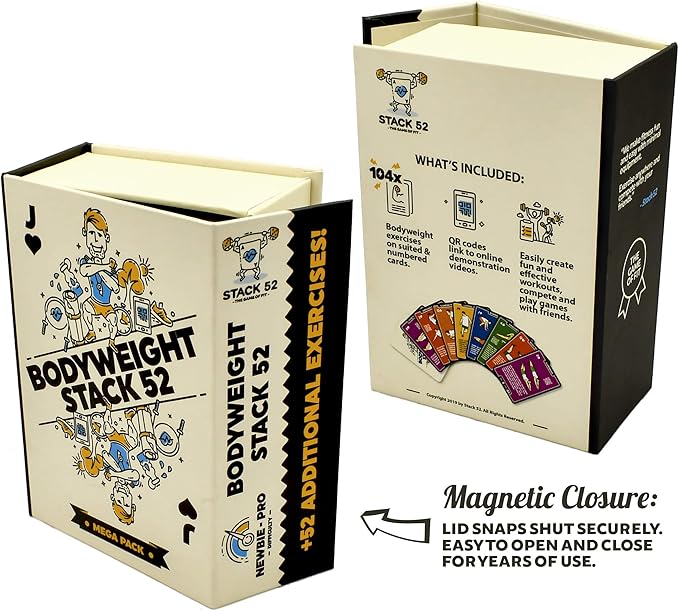 Stack 52 Bodyweight Exercise Cards: Workout Playing Card Game. Designed by a Military Fitness Expert. Video Instructions Included. No Equipment Needed. Burn Fat Build Muscle.
