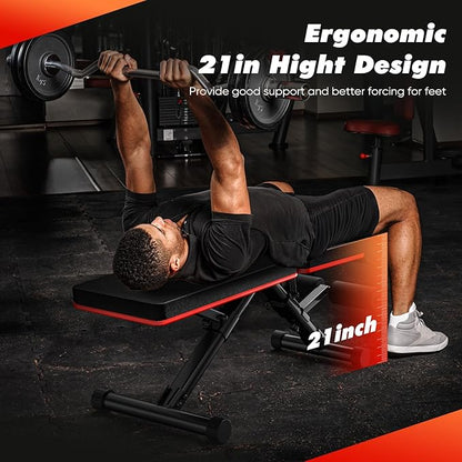 Sweetcrispy Adjustable Weight Bench for Home Gym, Foldable Incline Workout Bench Press with 795 LBS Weight Capacity, Strength Training Fitness Equipment for Full Body Exercise