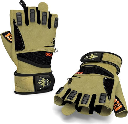Crown Gear Weightlifting Gloves for Crossfit Workout Training - Fitness Gym Bodybuilding Gloves for Men or Women - Best for Heavy Weight Lifting Exercise Integrated Full Wrist Support Wraps