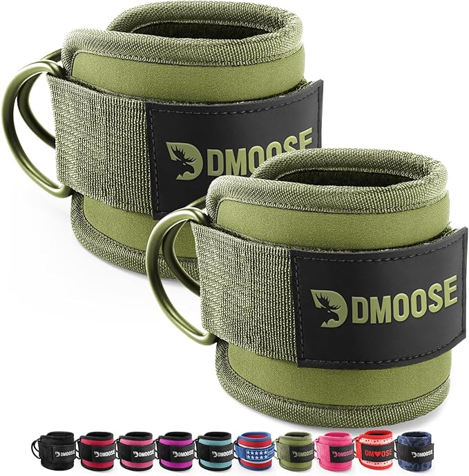 DMoose Fitness Ankle Strap for Cable Machine - One Size Fit with Premium Padding Cuffs, Ankle Bands for Working Out, Booty Workouts, Leg Extension, Hip Abductors, Kickbacks & Lower Body Exercises