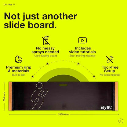 Slyfit Slide Board – Revolutionize Your Workouts: Slide Exercise at Home with Booties for Fitness, for Multi-Sport Training, Core Strength, Flexibility – Low-Impact Durable Home Gym Equipment for Balance and Agility