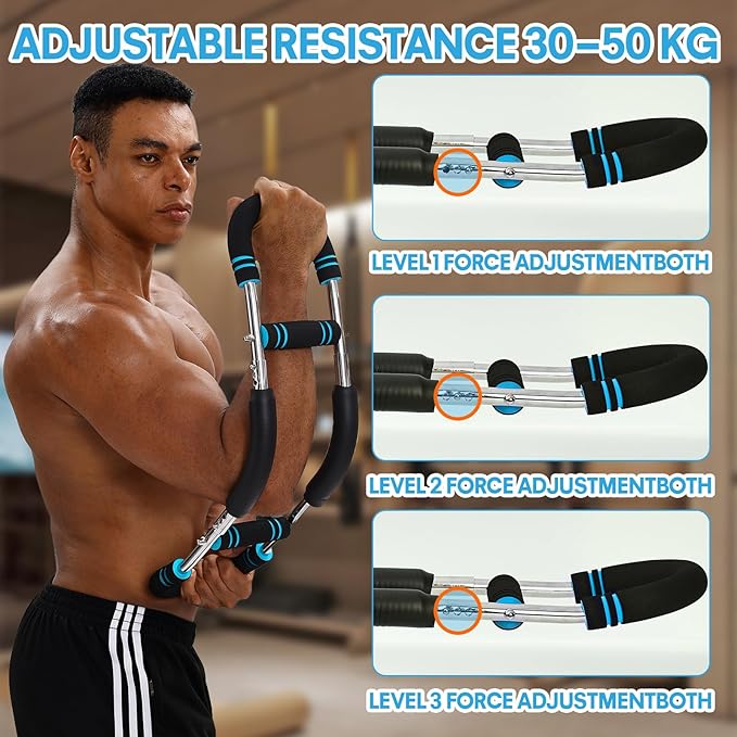 Arm Twister Trainer – Heavy Resistance 30–50kg – Advanced Forearm & Bicep Strengthener for Men – Home Strength Training Equipment with Resistance Band (Blue)