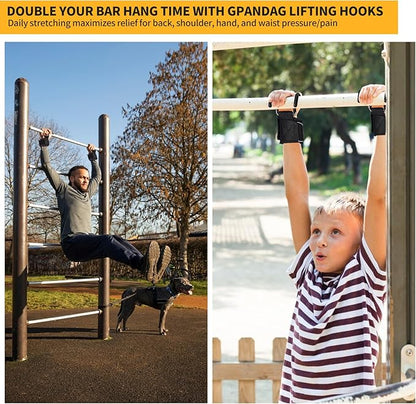 GPANDAG Weight Lifting Hooks for Men and Women(Pair), 330 LB Heavy Duty Gym Lifting Wrist Strap Hook for Deadlifts, Pull-Ups, Strength Training, 0.4inch Grip Weightlifting Hooks for Teen