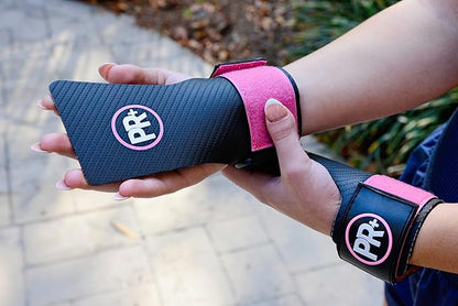 PR+ Gymnastics Hand Grips for Pull Ups Weightlifting and Cross Training - No Hole - Chalk Free - Triple Layer Hand Protection - Optional Wrist Wraps