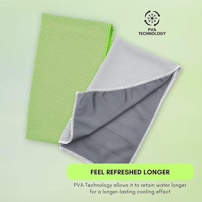 Kare & Kind 2 Pack Evaporative Cooling Towel, 12x40 inch chill pat for Sports, Workout, Fitness, Gym, Yoga, Pilates, Travel, Camping & More (Green, Gray)