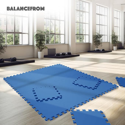 BalanceFrom Puzzle Exercise Mat 3/4" Thick, EVA Interlocking Foam Floor Tiles for Home Gym, Mat for Home Workout Equipment, Floor Padding for Kids, Multiple Sizes and Colors
