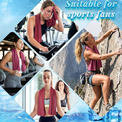 Honoson 10 Pack Cooling Towels Bulk - 47"x12" Soft Breathable Ice Towels for Neck & Face, Portable Chilly Rags Microfiber Sweat Rags for Yoga, Sports, Gym, Workout & Fitness(Rose Red)