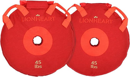 Lionheart Sand Bag Weight Plates Set | Sandbags for Working Out | Home Gym Bumper Plates | Travel-Friendly Sandbag for Fitness & Weight Training | Unfilled 10, 15, 25, 35, 45 lb Plates (Set of 2)