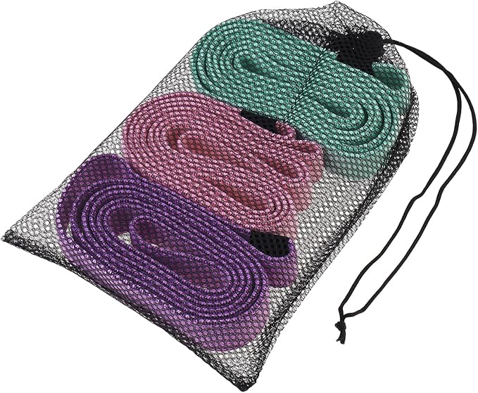 Fabric Resistance Bands - 3-Pack Set, Long Cloth Exercise Bands for Home Workout Strength Training, Yoga & Pilates | with Storage Bag