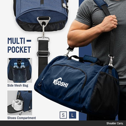 56L Gym Bag Sports Duffle Bag with Shoe Compartment & Wet Pocket, Carry-on Luggage Bag with Quick-Access Pouch, Weekender Overnight Travel Bag for Men & Women