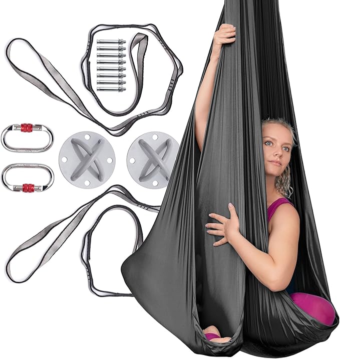 AyuHome Aerial Silks Kit for Home - Premium Yoga Swing for Kids and Adults with 660 lbs Capacity - Versatile Aerial Yoga Hammock for Gymnastics Training