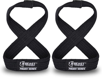 Figure 8 Lifting Strap- Strongman 10-14" Deadlift Straps- True Grip Support & Heavy Duty Wrist Straps for Weightlifting Women Men- Hand Straps for Weight Lifting Figure 8 Straps for Gym Workout