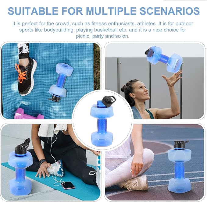 Large Capacity Sports Water Bottle with Hinged Cap and Silicone Seal, Blue Fitness Water Kettle for Running and Outdoor Exercise