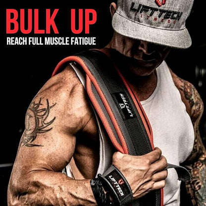 Lift Tech Fitness Weight Lifting Straps For Men and Women - Cotton Gym Straps for Weightlifting, HIIT, Strength Training - Pull ups & Deadlift Straps - Lifting Wrist Straps - One Size